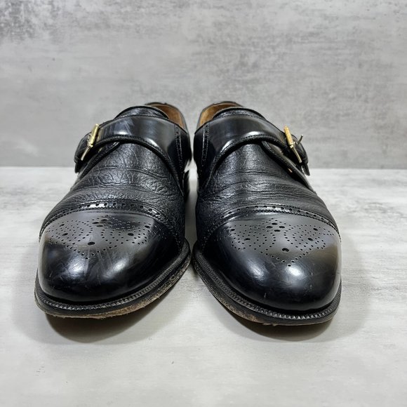 Magnanni Monk Strap Brogue Leather Shoes - Men\'s Size 9.5 M main image 9